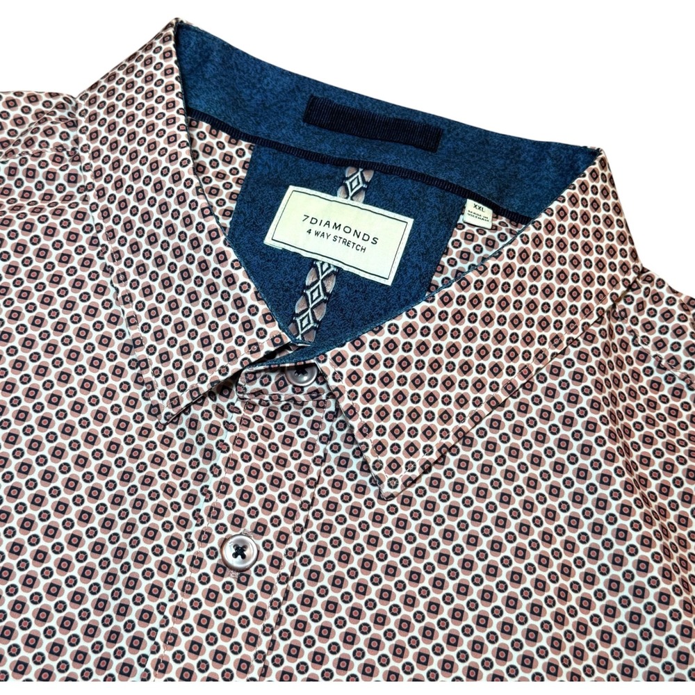 7Diamonds Mens XXL Feel the Vibe 4-Way Stretch Short Sleeve Button Down Shirt